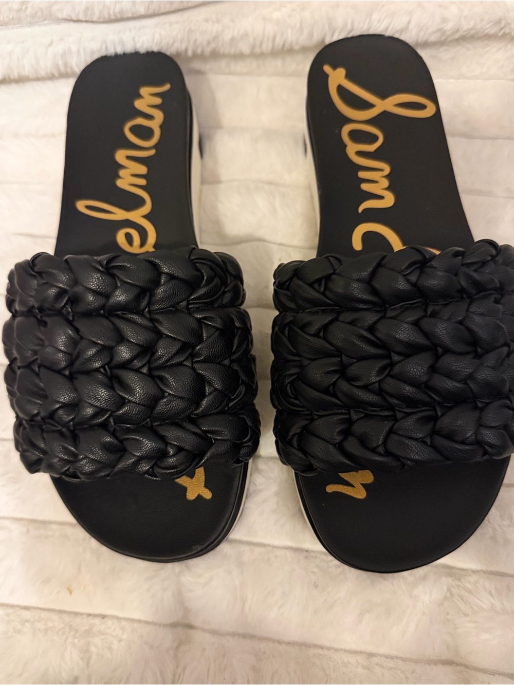 Sam Edelman Black Braided Slide Sandals